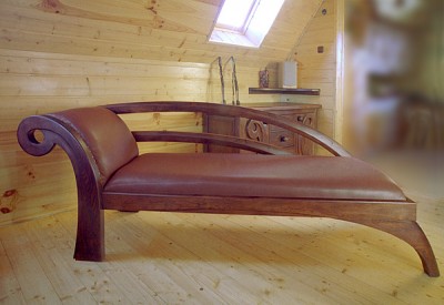 Meble z drewna artystyczny unikatowy szezlong sofa na wymiar. #2014